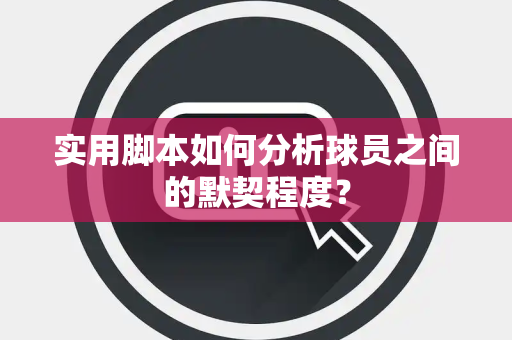 实用脚本如何分析球员之间的默契程度？