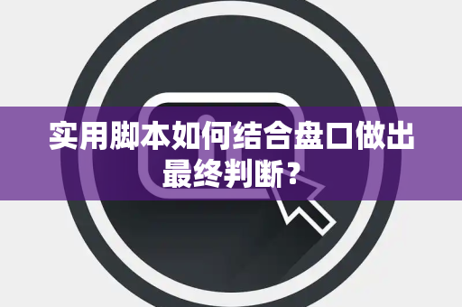 实用脚本如何结合盘口做出最终判断？